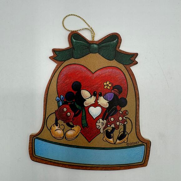 Vintage Disney Christmas Bell Heart with Mickey Minnie Christmas Tree Ornament - Picture 1 of 4